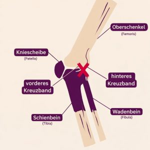 Diagramm der Bänder und Knochen im Kniegelenk